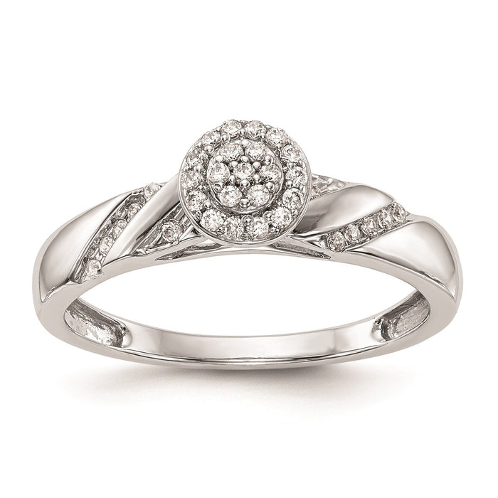 Buy Stylish 10K White Gold Halo Cluster Engagement Ring, 1/6 Carat Diamonds-1