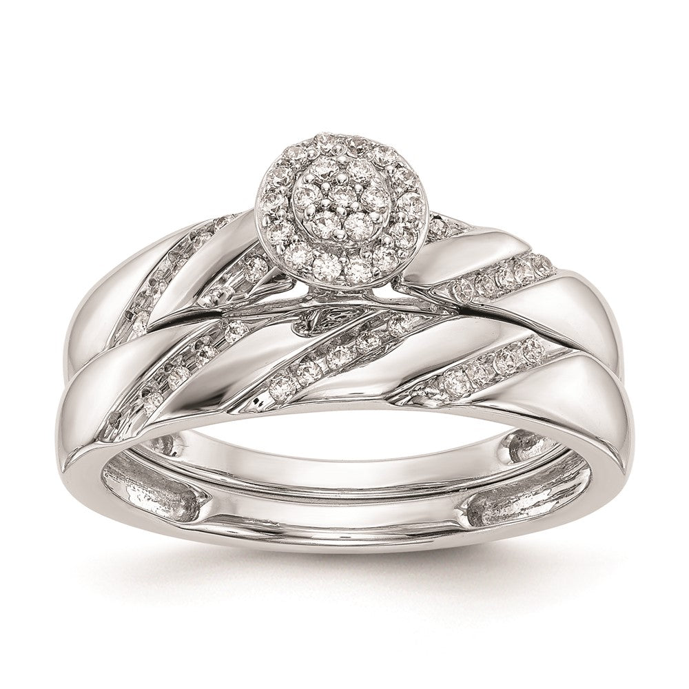 Buy Stylish 14K White Gold Halo Cluster Engagement Ring with 1/6 Carat Diamonds