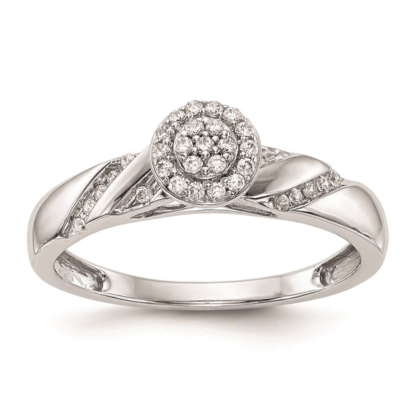 Buy Stylish 14K White Gold Halo Cluster Engagement Ring with 1/6 Carat Diamonds