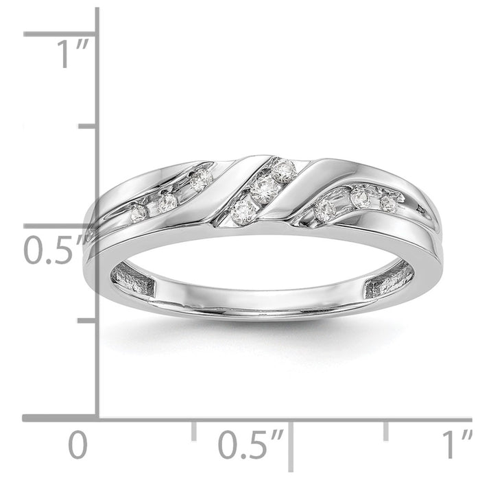 Buy Exclusive 14K White Gold Men's Wedding Band - AA Quality, 1/6 Carat Diamonds-7
