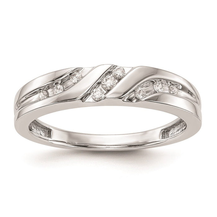 Buy Exclusive 14K White Gold Men's Wedding Band - AA Quality, 1/6 Carat Diamonds-1