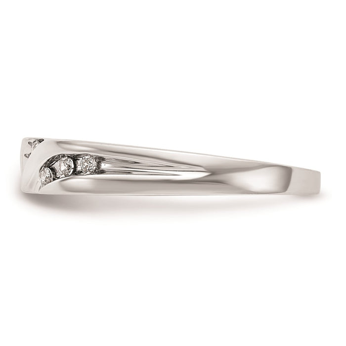 Buy Stylish 14K White Gold Wedding Band with 1/8 Carat Diamond Trio-3
