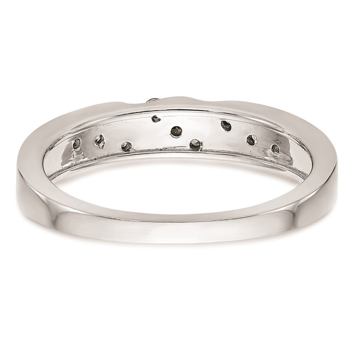 Buy Stylish 14K White Gold Wedding Band with 1/8 Carat Diamond Trio-5