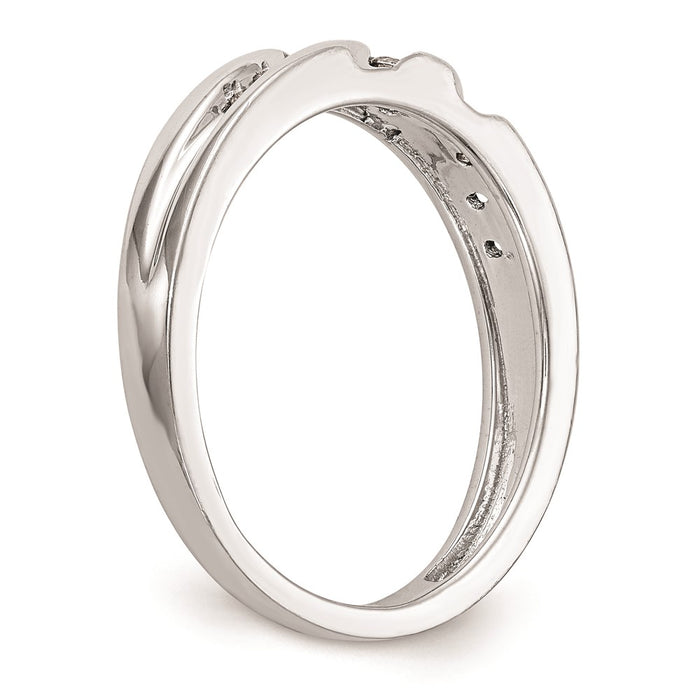 Buy Stylish 14K White Gold Wedding Band with 1/8 Carat Diamond Trio-6
