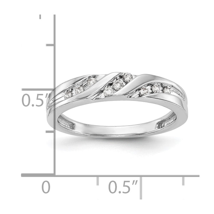 Buy Stylish 14K White Gold Wedding Band with 1/8 Carat Diamond Trio-7