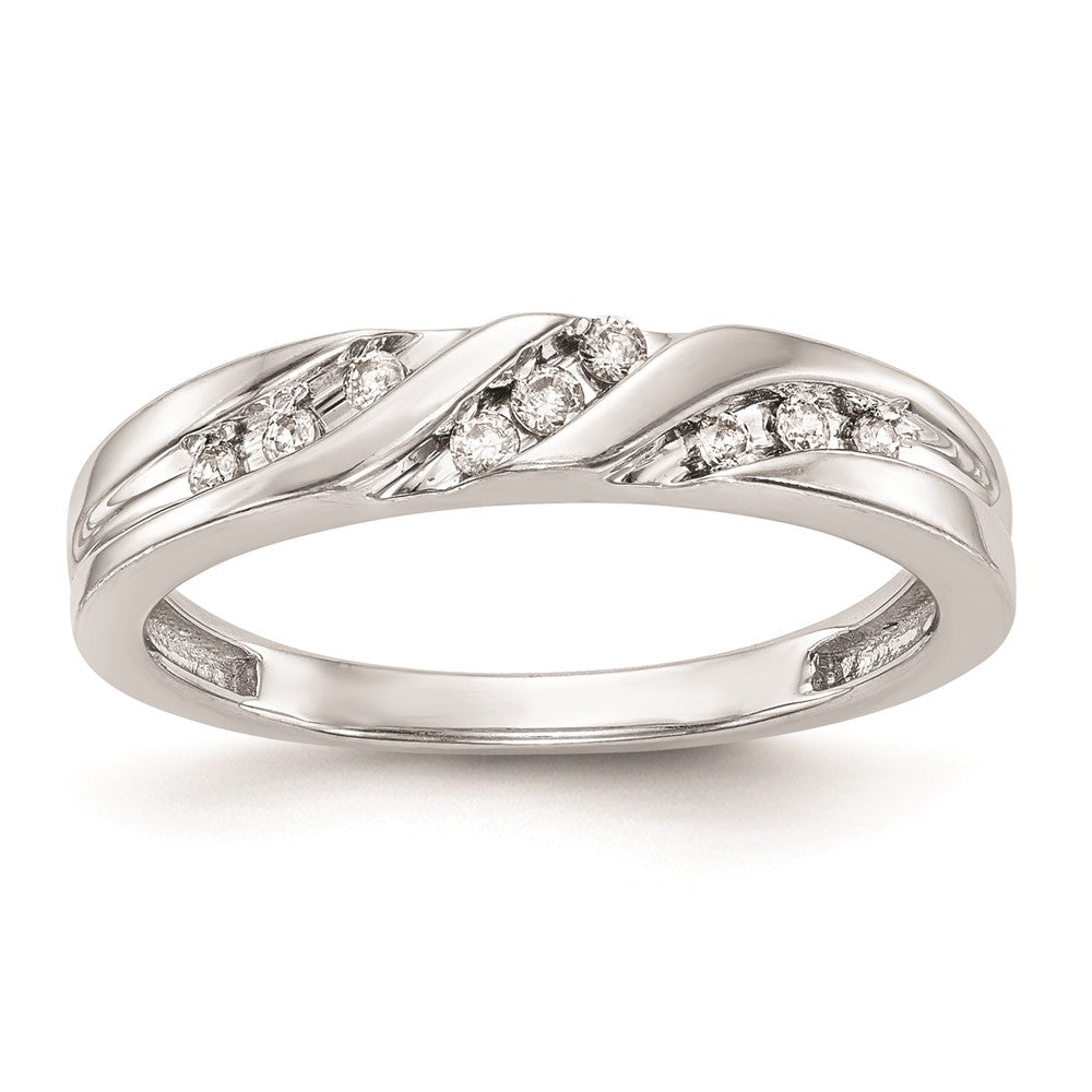 Buy Stylish 14K White Gold Wedding Band with 1/8 Carat Diamond Trio