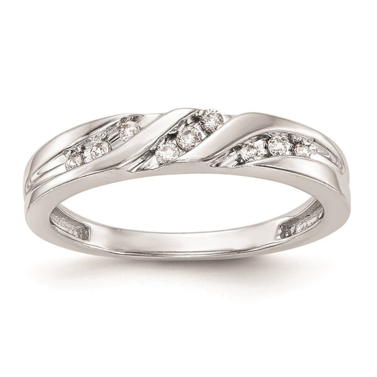 Buy Stylish 14K White Gold Wedding Band with 1/8 Carat Diamond Trio