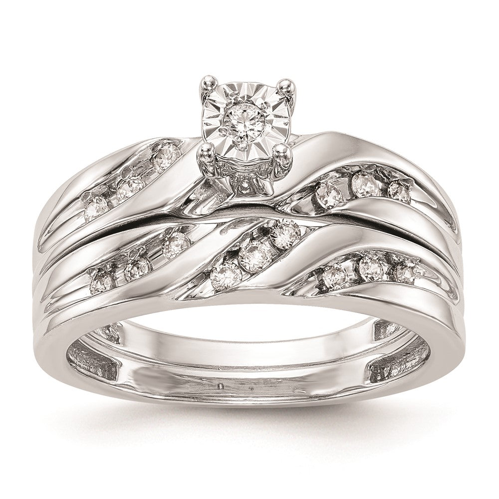 Exclusive 14K White Gold Diamond Trio Engagement Ring Set - 1/8 Carat, Stylish Value