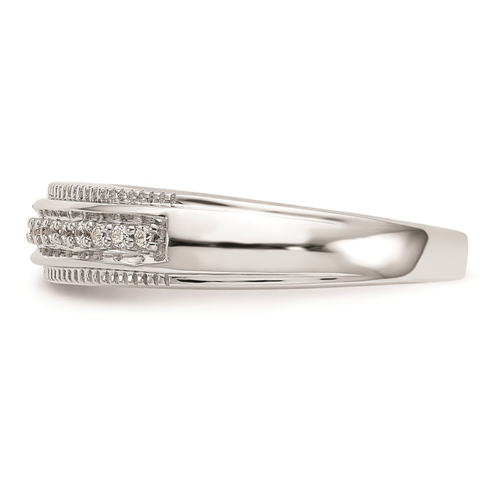 Buy Stylish 14K White Gold Men's Wedding Band - AA Quality, 1/10 Carat Diamonds-3