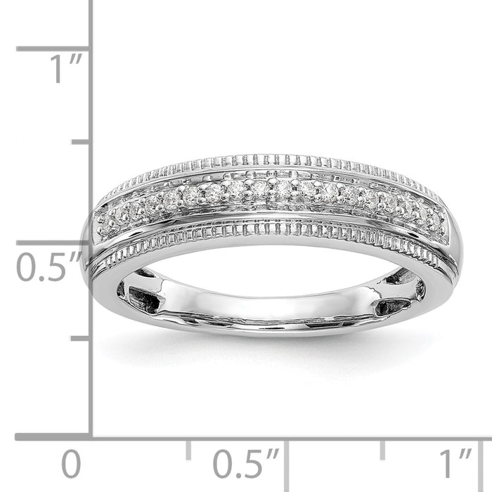 Buy Stylish 14K White Gold Men's Wedding Band - AA Quality, 1/10 Carat Diamonds-7
