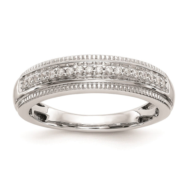 14K White Gold Men's Wedding Band - AA, 1/10 Carat Diamonds