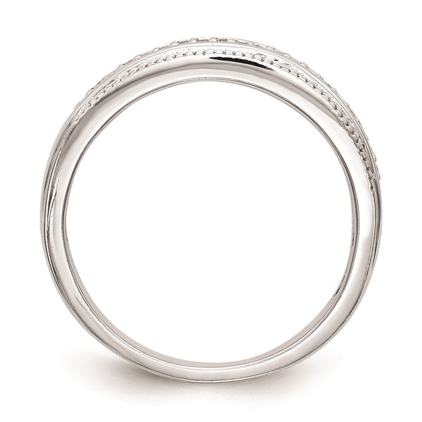 14K White Gold Wedding Band with 1/10 Carat Diamonds - AA