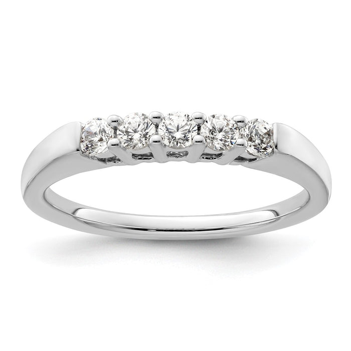 High-Quality 14K White Gold 5-Stone Diamond Band - 1/3 Carat Luxury Value-1