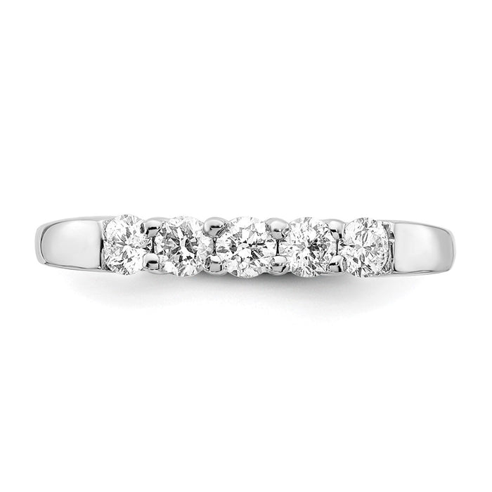High-Quality 14K White Gold 5-Stone Diamond Band - Stylish 1/2 Carat Value-3