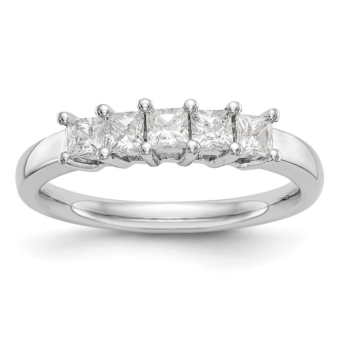 Buy Stylish 14K White Gold 5-Stone Diamond Band Setting for 5 Princess Cut Diamonds (3.2mm) - Luxury Value!-1