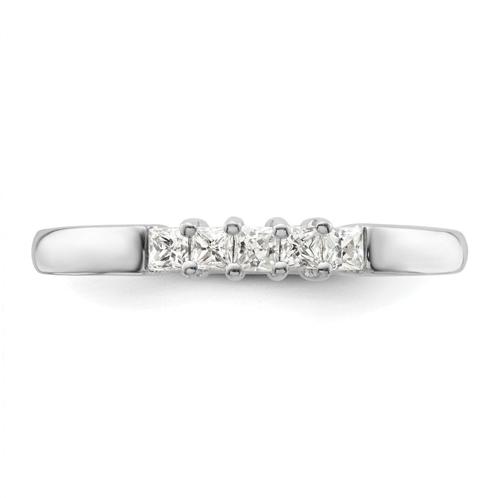 High-Quality 14K White Gold Diamond Band Setting for 5 Princess Cut Stones-5