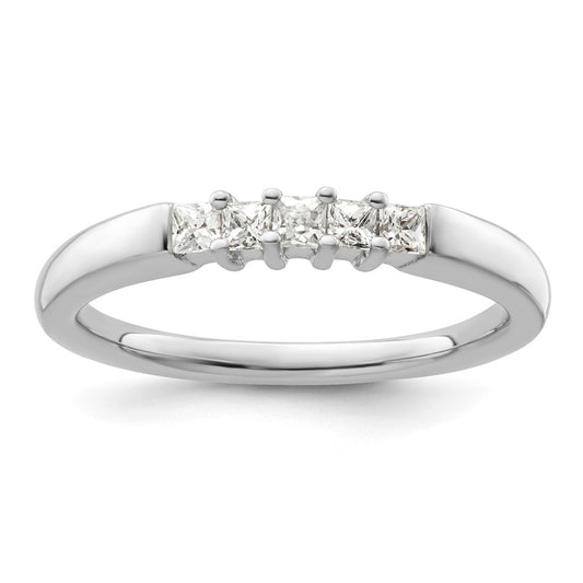 High-Quality 14K White Gold Diamond Band Setting for 5 Princess Cut Stones