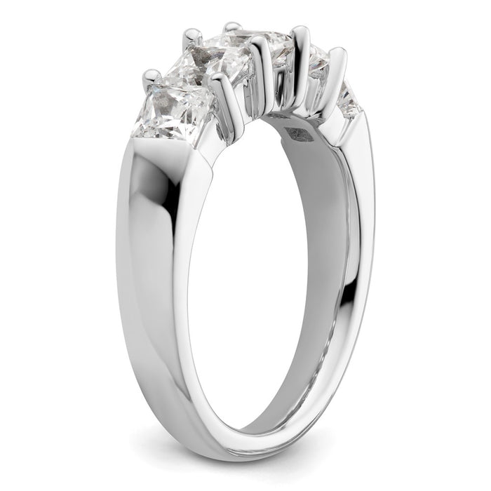 Buy Stylish 14K White Gold 5-Stone Diamond Band Setting for 5 Princess Cut Diamonds-7