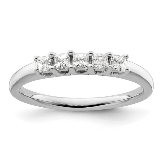High-Quality 14K White Gold 5-Stone Diamond Band Setting for 5 Princess Cuts