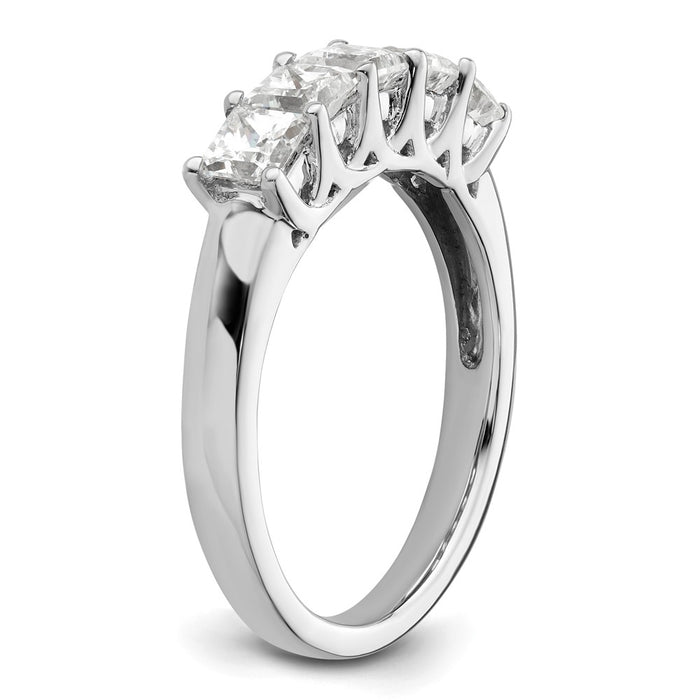 Exclusive 14K White Gold Diamond Band Setting for 5 Princess Cuts - Stylish Value-7