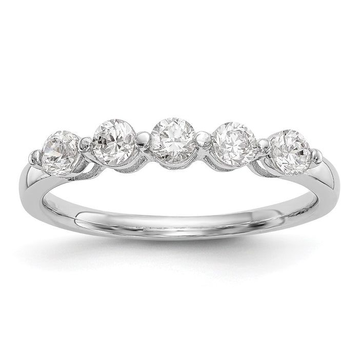 High-Quality 14K White Gold 5-Stone Diamond Band, 3/4 Carat - Stylish Value!-1
