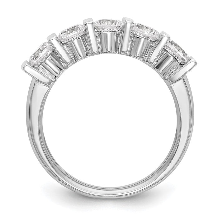 High-Quality 14K White Gold 5-Stone Diamond Band, 1.25 Carats - Stylish Value!-2