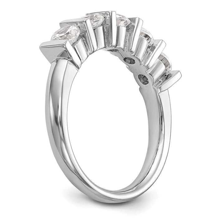 High-Quality 14K White Gold 5-Stone Diamond Band, 1.25 Carats - Stylish Value!-6