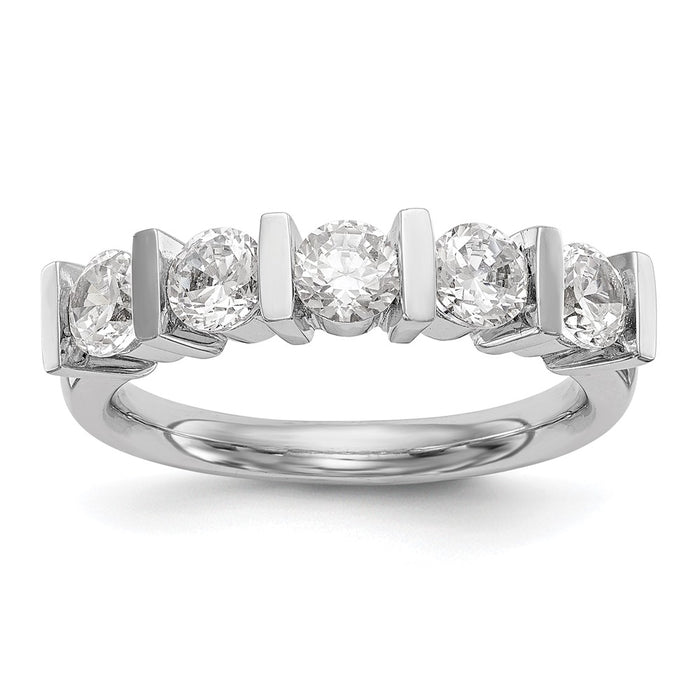High-Quality 14K White Gold 5-Stone Diamond Band, 1.25 Carats - Stylish Value!-1