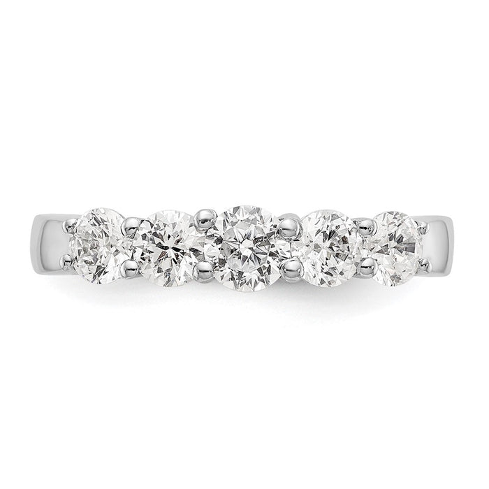 Buy 14K White Gold 5-Stone Band for 4.2mm Round Stone - Stylish 3/4 Carat Setting-4