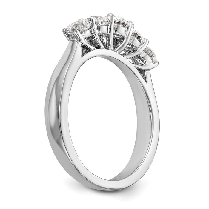 Buy 14K White Gold 5-Stone Band for 4.2mm Round Stone - Stylish 3/4 Carat Setting-6