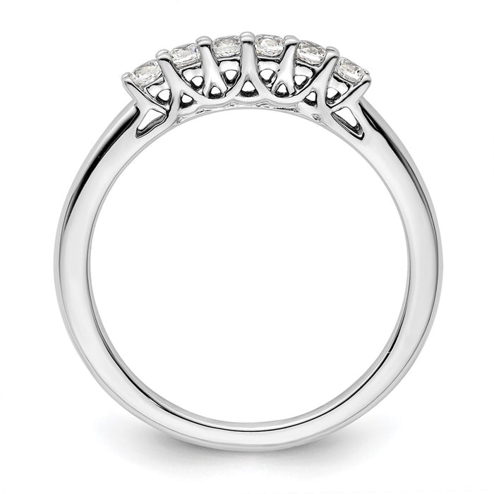 High-Quality 14K White Gold 6-Stone Diamond Band Setting - Stylish Value!-3