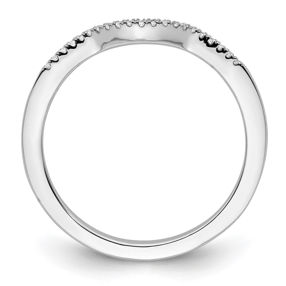 Exclusive 14K White Gold Contoured Wedding Band | 1/15 Carat Diamond Accents