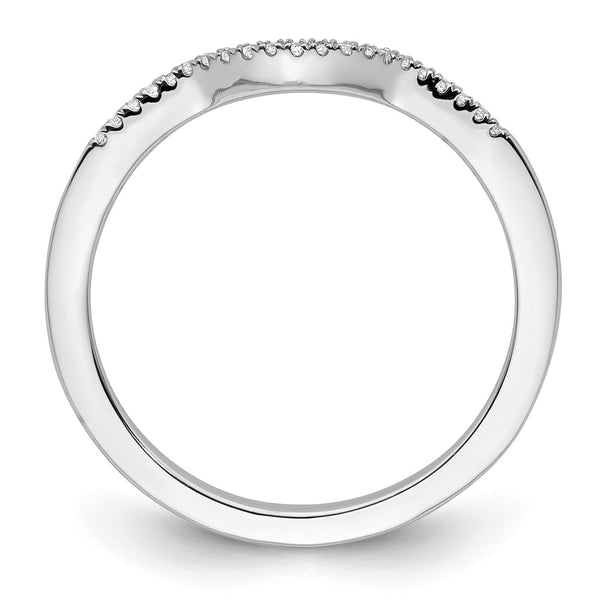 14K White Gold Contoured Wedding Band - 1/15 Carat Diamond Accents