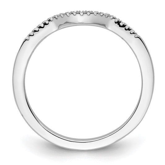 Exclusive 14K White Gold Contoured Wedding Band | 1/15 Carat Diamond Accents