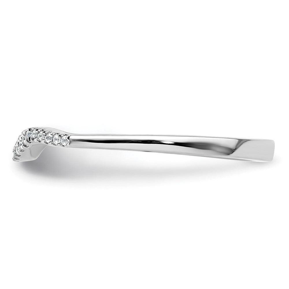 Exclusive 14K White Gold Contoured Wedding Band | 1/15 Carat Diamond Accents