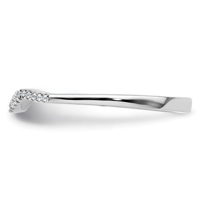 Exclusive 14K White Gold Contoured Wedding Band | 1/15 Carat Diamond Accents-3