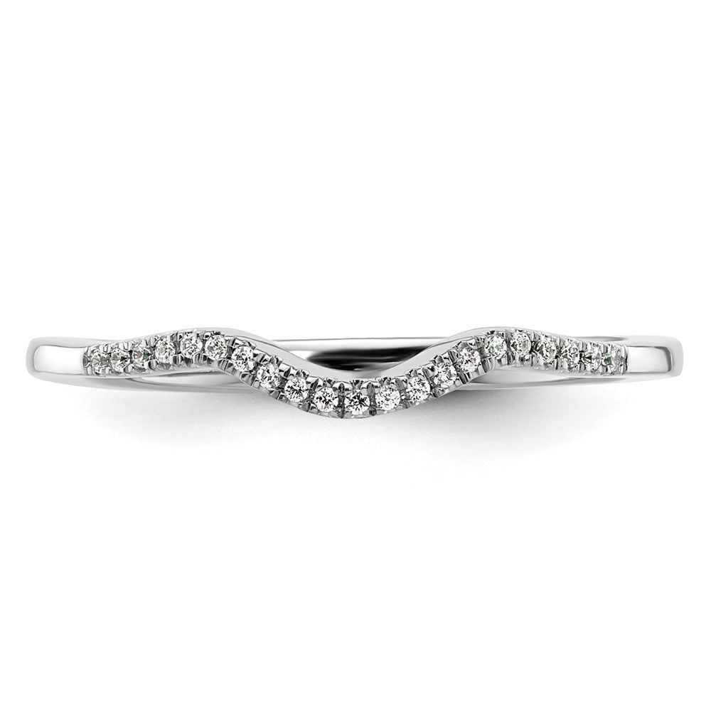 Exclusive 14K White Gold Contoured Wedding Band | 1/15 Carat Diamond Accents