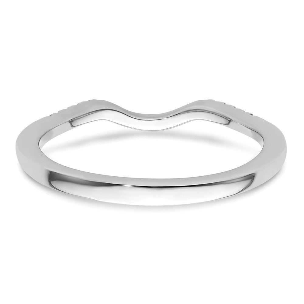 Exclusive 14K White Gold Contoured Wedding Band | 1/15 Carat Diamond Accents