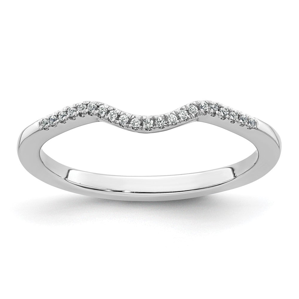 Exclusive 14K White Gold Contoured Wedding Band | 1/15 Carat Diamond Accents