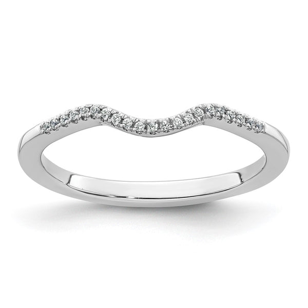 14K White Gold Contoured Wedding Band - 1/15 Carat Diamond Accents