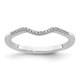 Exclusive 14K White Gold Contoured Wedding Band | 1/15 Carat Diamond Accents