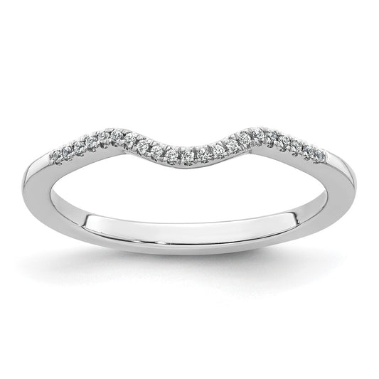 Exclusive 14K White Gold Contoured Wedding Band | 1/15 Carat Diamond Accents
