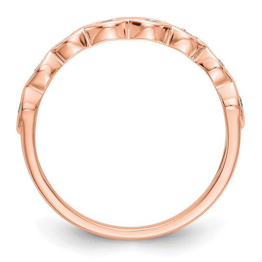 High-Quality 14K Rose Gold Contoured Wedding Band with 1/15 Carat Diamond Accent