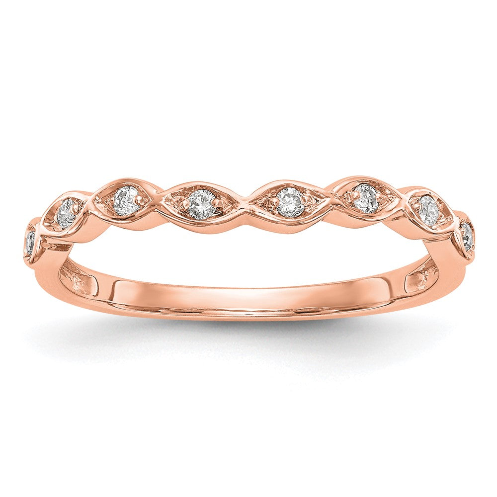 High-Quality 14K Rose Gold Contoured Wedding Band with 1/15 Carat Diamond Accent