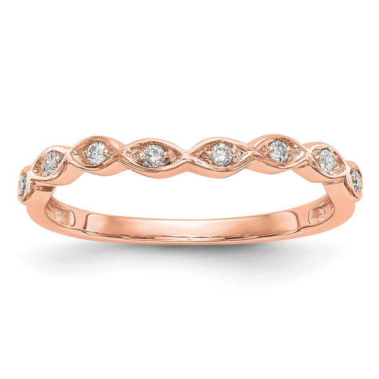 High-Quality 14K Rose Gold Contoured Wedding Band with 1/15 Carat Diamond Accent