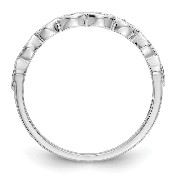 14K White Gold Wedding Band with 1/15 Carat Diamonds