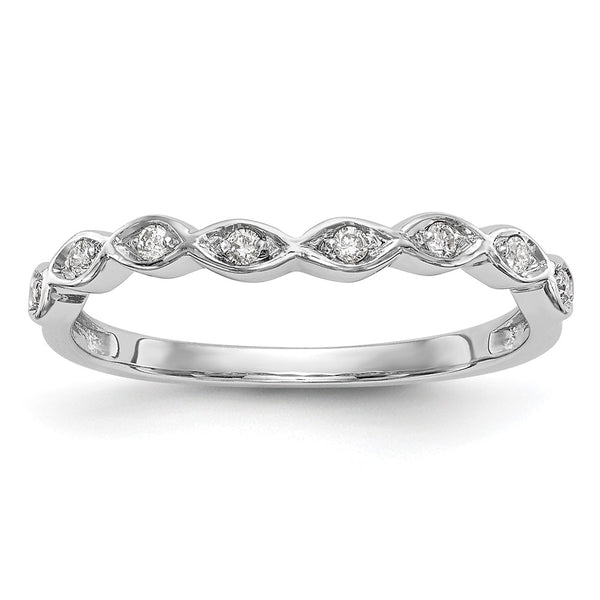 14K White Gold Wedding Band with 1/15 Carat Diamonds