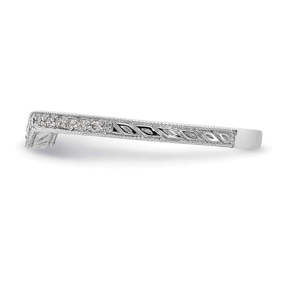 Buy 14K White Gold Contoured Wedding Band with 1/8 Carat Diamonds - Luxury Value