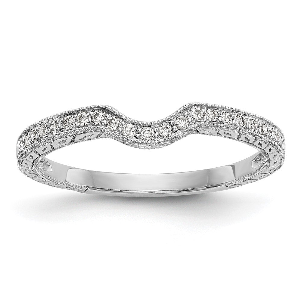 Buy 14K White Gold Contoured Wedding Band with 1/8 Carat Diamonds - Luxury Value