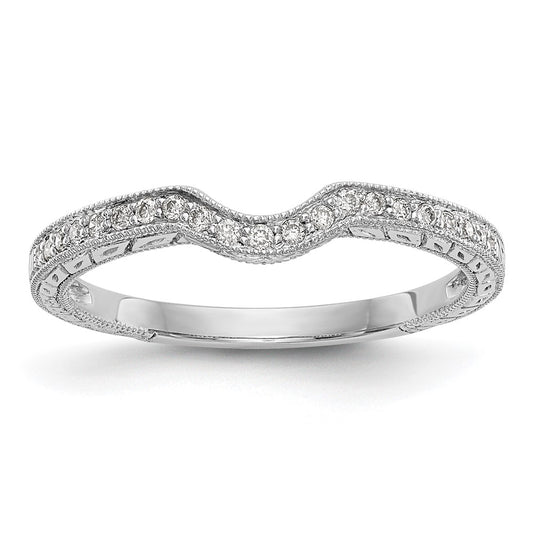 Buy 14K White Gold Contoured Wedding Band with 1/8 Carat Diamonds - Luxury Value